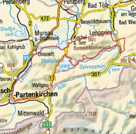 Abgrenzung der Landschaft "Estergebirge und Benediktenwand" (2400)