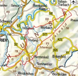 Abgrenzung der Landschaft "Südwestliche Hunsrückhochfläche" (24302)