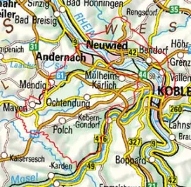 Abgrenzung der Landschaft "Mittelrheinisches Becken" (29101)