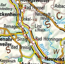Abgrenzung der Landschaft "Unteres Mittelrheintal" (29202) Abgrenzung der Landschaft "Unteres Mittelrheintal" (29202)