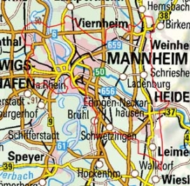 Abgrenzung der Landschaft "Mannheim Ludwigshafen Heidelberg" (305)