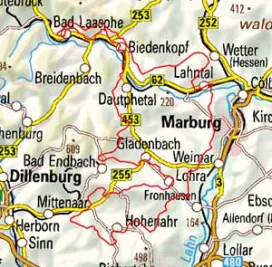 Abgrenzung der Landschaft "Gladenbacher Hügelland und Oberes Lahntal" (32002)