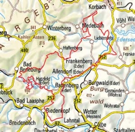 Abgrenzung der Landschaft "Hinterländer Ederbergland Frankenberger Grund und Waldstruth" (33201) Abgrenzung der Landschaft "Hinterländer Ederbergland Frankenberger Grund und Waldstruth" (33201)