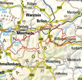 Abgrenzung der Landschaft "Hochsauerländer Schluchtgebirge" (33301)