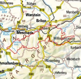 Abgrenzung der Landschaft "Hochsauerländer Schluchtgebirge" (33301) Abgrenzung der Landschaft "Hochsauerländer Schluchtgebirge" (33301)