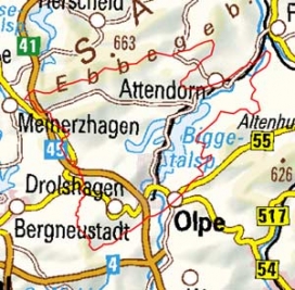 Abgrenzung der Landschaft "Mittelbigge-Bergland" (33604)