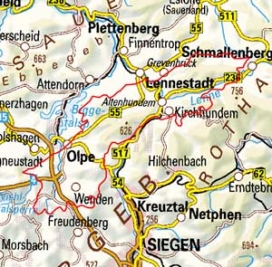 Abgrenzung der Landschaft "Südsauerländer Rothaarvorrücken Oberbigge-Hochfläche" (33605) Abgrenzung der Landschaft "Südsauerländer Rothaarvorrücken Oberbigge-Hochfläche" (33605)