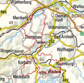 Abgrenzung der Landschaft "Waldecker Gefilde" (34002)