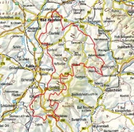 Abgrenzung der Landschaft "Westliche und östliche Kuppenrhön" (35301)