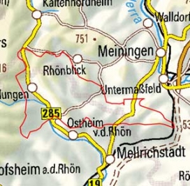 Abgrenzung der Landschaft "Östliches Rhönvorland" (35303) Abgrenzung der Landschaft "Östliches Rhönvorland" (35303)