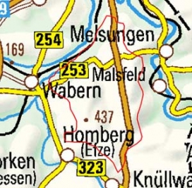 Abgrenzung der Landschaft "Homberger Hochland" (35602)