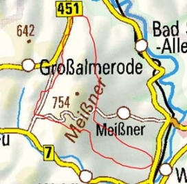Abgrenzung der Landschaft "Hoher Meißner" (35703) Abgrenzung der Landschaft "Hoher Meißner" (35703)