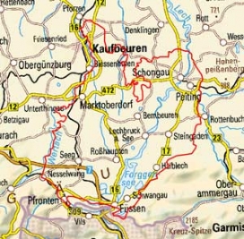 Abgrenzung der Landschaft "Lech-Vorberge mit Oberlauf des Lech" (3600) Abgrenzung der Landschaft "Lech-Vorberge mit Oberlauf des Lech" (3600)