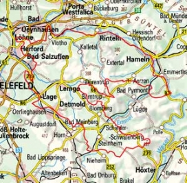 Abgrenzung der Landschaft "Lipper Bergland" (36401) Abgrenzung der Landschaft "Lipper Bergland" (36401)