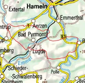 Abgrenzung der Landschaft "Pyrmonter Bergland" (36500)