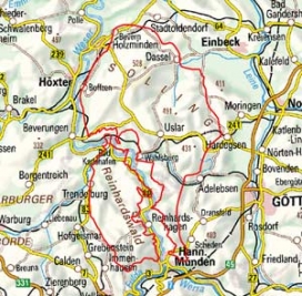 Abgrenzung der Landschaft "Solling Bramwald und Rheinhardswald" (37001) Abgrenzung der Landschaft "Solling Bramwald und Rheinhardswald" (37001)