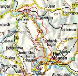 Abgrenzung der Landschaft "Weserdurchbruchstal Mündener Fulda-Werra -Talung" (37002) Abgrenzung der Landschaft "Weserdurchbruchstal Mündener Fulda-Werra -Talung" (37002)