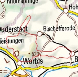 Abgrenzung der Landschaft "Ohmgebirge und Bleicheröder Berge" (37501) Abgrenzung der Landschaft "Ohmgebirge und Bleicheröder Berge" (37501)
