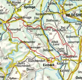 Abgrenzung der Landschaft "Ith-Hils-Bergland" (37700)