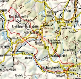 Abgrenzung der Landschaft "Südliches Vorland des Thüringer Waldes" (39000) Abgrenzung der Landschaft "Südliches Vorland des Thüringer Waldes" (39000)