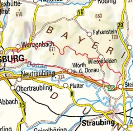 Abgrenzung der Landschaft "Regensburger Wald Forstmühler und Waxenberger Forst" (40601)
