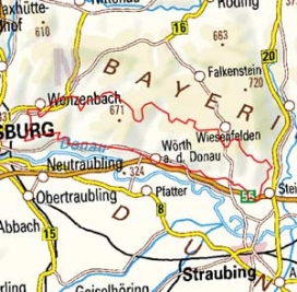 Abgrenzung der Landschaft "Regensburger Wald Forstmühler und Waxenberger Forst" (40601)