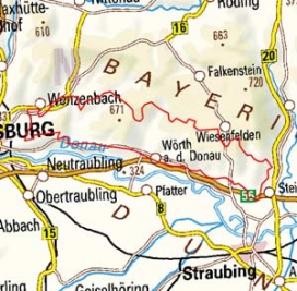 Abgrenzung der Landschaft "Regensburger Wald Forstmühler und Waxenberger Forst" (40601) Abgrenzung der Landschaft "Regensburger Wald Forstmühler und Waxenberger Forst" (40601)
