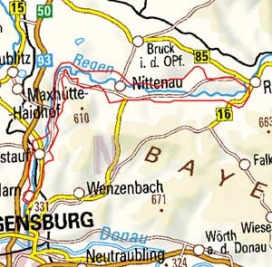 Abgrenzung der Landschaft "Regental zwischen Roding und Regensburg" (40602) Abgrenzung der Landschaft "Regental zwischen Roding und Regensburg" (40602)