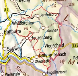 Abgrenzung der Landschaft "Wegscheider Hochfläche" (40900)