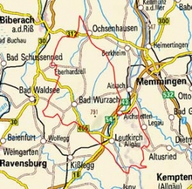 Abgrenzung der Landschaft "Östliche Riss-Aitrach-Platten" (4101)