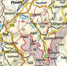 Abgrenzung der Landschaft "Mittelhohe Lagen des oberen Vogtlandes" (41200)