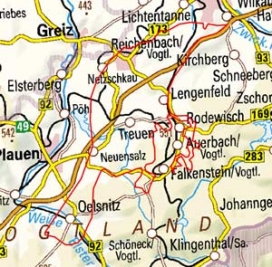 Abgrenzung der Landschaft "Untere Lagen des oberen Vogtlandes" (41201)