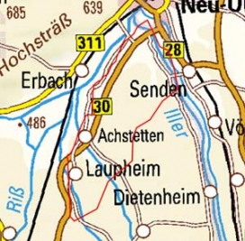 Abgrenzung der Landschaft "Östliches Flachland der unteren Riss" (4202) Abgrenzung der Landschaft "Östliches Flachland der unteren Riss" (4202)