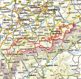 Abgrenzung der Landschaft "Obere Lagen auf der Nordabdachung des West- und Mittelerzgebirge" (42100) Abgrenzung der Landschaft "Obere Lagen auf der Nordabdachung des West- und Mittelerzgebirge" (42100)