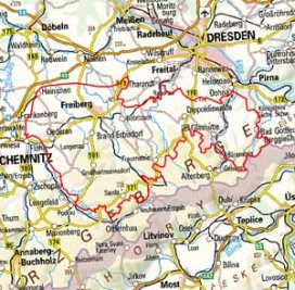Abgrenzung der Landschaft "Untere Lagen des Osterzgebirges" (42400)