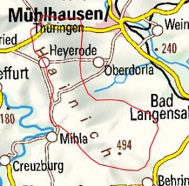 Abgrenzung der Landschaft "Hainich" (48302)