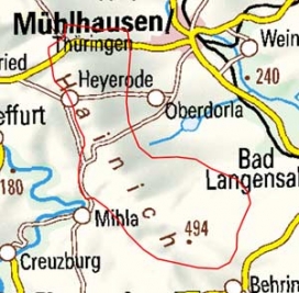 Abgrenzung der Landschaft "Hainich" (48302) Abgrenzung der Landschaft "Hainich" (48302)