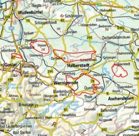 Abgrenzung der Landschaft "Harlyberg-Fallstein-Huyberg-Hakel-Blankenburger Erhebungen" (51003)
