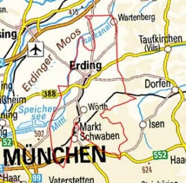 Abgrenzung der Landschaft "Unteres Isen-Sempt-Hügelland" (5200)