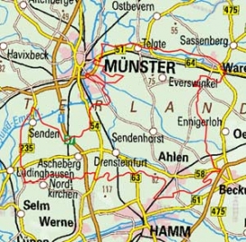 Abgrenzung der Landschaft "Parklandschaft südöstlich von Münster" (54104) Abgrenzung der Landschaft "Parklandschaft südöstlich von Münster" (54104)