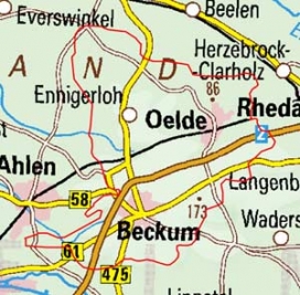 Abgrenzung der Landschaft "Beckumer Berge" (54107) Abgrenzung der Landschaft "Beckumer Berge" (54107)