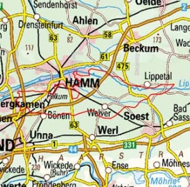 Abgrenzung der Landschaft "Kamener Hügelland" (54201) Abgrenzung der Landschaft "Kamener Hügelland" (54201)