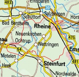 Abgrenzung der Landschaft "Ackerlandschaft westlich Rheine" (54403)