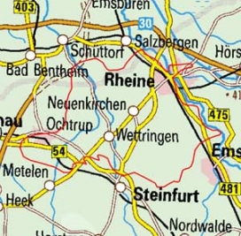Abgrenzung der Landschaft "Ackerlandschaft westlich Rheine" (54403) Abgrenzung der Landschaft "Ackerlandschaft westlich Rheine" (54403)