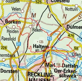 Abgrenzung der Landschaft "Borkenberge Haard Hohe Mark" (54406)