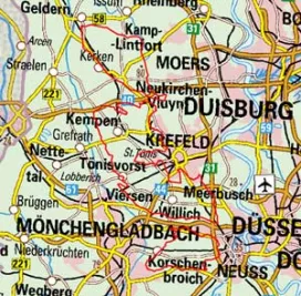 Abgrenzung der Landschaft "Krefelder Lehmplatten der linken Rheinmittelterrasse" (57302)