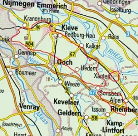Abgrenzung der Landschaft "Niederrheinische Höhen" (57401)