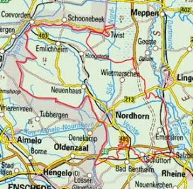 Abgrenzung der Landschaft "Grafschaft Bentheim" (58000)