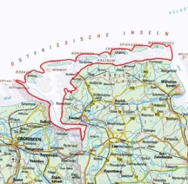 Abgrenzung der Landschaft "Ostfriesische Inseln und Watten" (61300)