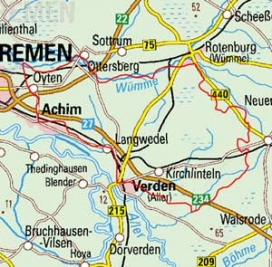 Abgrenzung der Landschaft "Achim-Verdener Geest" (63001)